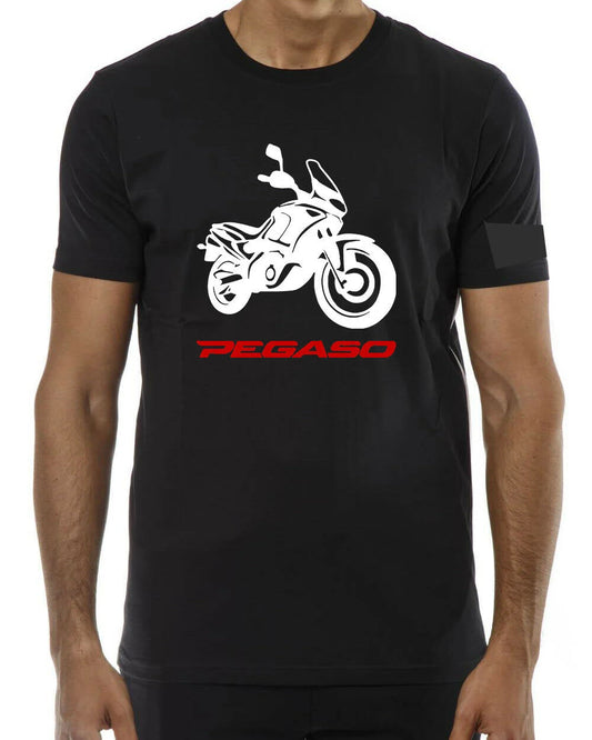 T Shirt Aprilia Pegaso 650 uomo Maglia moto nera cotone 100% maglietta
