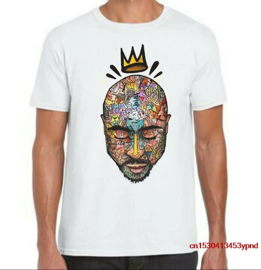 Tee-shirt 100% coton hip hop 2pac Tupac Shakur art Graphique Graffitis Hip Hop tee man's t-shirt